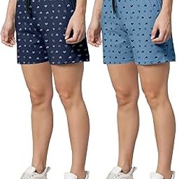 Relax Fit Bermuda with Floral Prints, Breathable Cotton Fabric with Drawstring Waistband Closure, for Women,Pack of 2-image-28