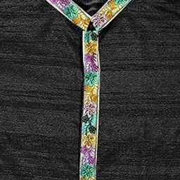 Pulse Weaves Men's Unstitched Premium Kurta Fabric Set, Poly Raw Silk with Santun Silk, 3 Meters, Black, Up to 5XL-picture-14