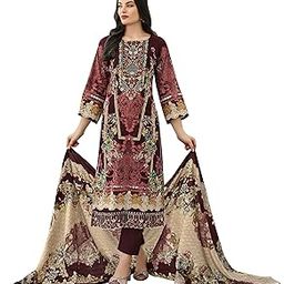 Women's Unstitched Salwar Suit Dress Material - Cotton Digital Printed Organza Embroidered Kameez II Unstitched Bottoms II Cotton Dupatta-image-7