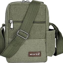 Stylish Padded Canvas Small Sling Cross Body Travel Office One Side Shoulder Bag for Men Women (Green - 16 x 8 x 25.5 Cm)-image-17