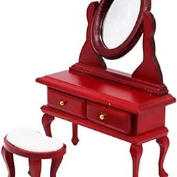 BAZPUR MART® Mini Furniture Bedroom Dresser Set Wooden Mahogany European Style Vanity Mirror Decor-picture-20