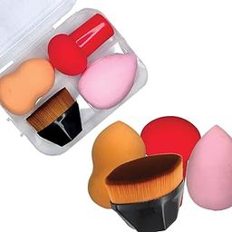 (4 pcs) Beauty Blender Set & Foundation Brush with Plastic Box - Soft Powder Puff Face Makeup Sponge for Liquid Foundation, Creams, Powders, Wet and Dry Makeup (Random Colors)-51