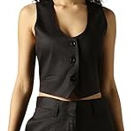 High Star Women Solid Crop length Regular V neck Sleeveless Waistcoat-image-25