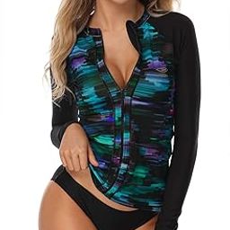 Women's Rash Guard Tops Long Sleeve Bathing Suits Printed UV Sun Protection Swim Shirt-image-53