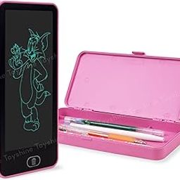 Toyshine 2 in 1 Digital LCD Writing Tablet Children Doodle Board with Pencil Box for Kids 3-10 Years Old Boys/Girls Gifts Education Learning Toy, Pink-18