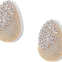 Shazé Frozen Palace Three Tone Studs Earrings | Rhodium-Plated Jewellery-image-41