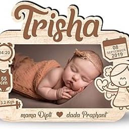 Foto Factory Gifts Wood Personalized Gift For New Born Baby Photo Frame With Dates And Name (Size 10 Inch X 8 Inch_Multicolour) F0146, Tabletop-image-19