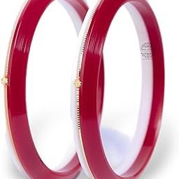 by Ashok Jewellers 22kt (916) Yellow Gold Pola Bangles/Gold Handmade Chudi/Wedding Chooda for Women with Purity Certificate (Set of 2pcs, 6mm Broad) - Red White-18