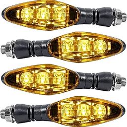 Miwings Universal Motorcycle Bright LED Amber Turn Signal Light Indicator Brake Lamps for All Bike Bike (Pack of 4, Color Amber)-1