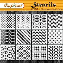 CrafTreat Geometric Set Stencil for Craft & Art - Size: 6"x6" | Pack of 12 | Crafts Stencils for Painting on Cloth, Glass, Fabric, Floor, Wall, Wood, Paper, Tiles, Canvas and Furniture |-picture-14