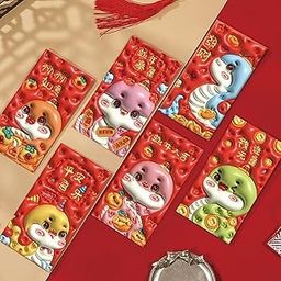 THE STYLE SUTRA 6X 3D Big Head Snake Red Envelopes Chinese Lunar New Year Decoration Hongbao-picture-16