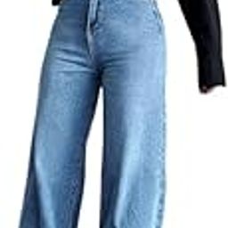 chalodia Women's High Waist Baggy Jeans | Loose Fit | Light Wash | Bell Bottom | Trendy Casual Denim Pant for Women-picture-4