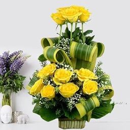 IFG's Beautiful Basket Arrangement of Yellow Roses, 12 pcs Fresh Flowers - Same Day Delivery-image-56