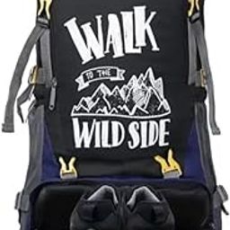 Adventure Hiking Backpack with Shoe Compartment, Navy Blue and Black, Walk to the Wild Side Design-16