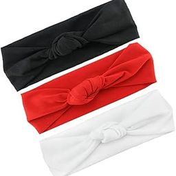 ayushicreationa Baby Girls Elastic Headband Hair Newborn Toddler Children Accessories Cotton Turban Knotted Hairband Red,White,Black Pack of 3-image-10