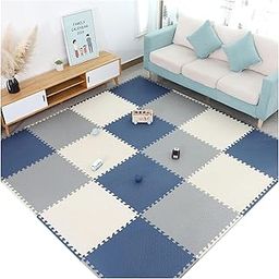 Jumprfit 12mm Thick Interlocking EVA Foam Mat for Kids,Tiles for Gymnastics, Exercise, PlayingPlay Mat Floor Tiles, 18 Pcs-(White/Blue/Grey)-image-40