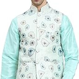 Mens Stylish Polyster Floral Digital Printed Nehru Jacket | Two Pockets | Mandarin Collar | Lightweight | Comfortable Mens Nehru Jacket-image-32