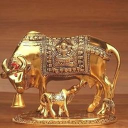 Illuminati Kart - Golden Kamdhenu Cow with Calf Statue Idol for Good Luck - Kamdhenu Gau MATA - Gau MATA - Kamdhenu Gayn - Icchamurti Cow | GAI Bachda | Kamdhenu Cow Idol-image-18