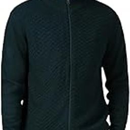 Men Blue Solid Slim Fit Full Sleeve Mock Collar Pullover-picture-11