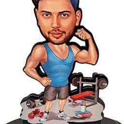 Custom Caricature Photo Frame – 7.5-Inch Gym Pose in Workout Outfit with Gym Equipment | Personalized Fitness Gift for Gym Lovers, Friends, Boyfriend, Brother, Trainer | Tabletop Decor-image-100