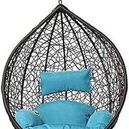 TIKKOST Furniture Hammock Swing Chair Without Stand for Home, Hanging Swings for Indoor, Outdoor, Home, Patio, Yard, Balcony, Garden RY03 (Black/Sky Blue)-image-7