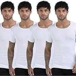 crystal Men's Super Combed Rib Cotton Round Neck Half Sleeve Vest | Stay Tucked | Pack of 4-picture-45
