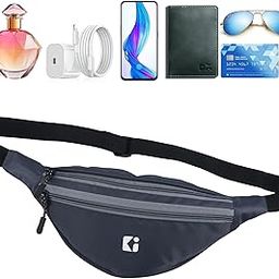Kuber Industries Nylon Waist Bag with Zip & Adjustable Strap | Fanny Pack for Hiking, Travel, Camping, Running and Sports| Hip Pouch and Chest Bags for Men & Women - (Grey)-image-28