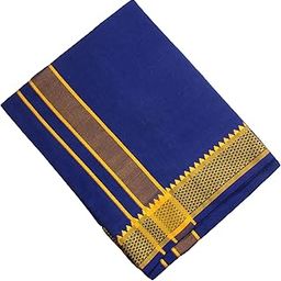 100% Cotton Men's Single Dhoti -2 Mtrs/Mundus/Lungi Green Border Set 1-image-94