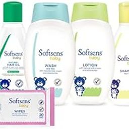 Softsens Baby Skin Nourishing Essentials Kit | Baby Massage Oil+Baby Wash+Baby Hair Oil+Baby Shampoo 200 ml+SkinCare Wet Wipes (pack of 20)+Diaper Rash Cream+ Baby Lotion 200 ml-image-55