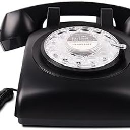 MCHEETA Rotary Phone, Desk Phones, Retro Phones for Landline, Vintage Corded Telephone with Redial Function for Home Office Hotel School, Black-17