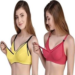 Women's Polycotton Non Padded Wire Free Maternity Bra Set of 2-image-3