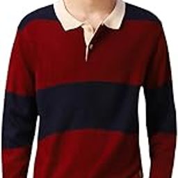 Men Regular Fit Acrylic Striped Full Sleeves Polo Collar Pullover Sweater-image-28