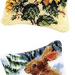 bnf® Pillows Latch Hook Kits Material Package for Beginners - Rabbit & Sunflower | Latch Hooking Kits | Latch Hooking | Rug Making | Needlecrafts & Yarn-picture-21