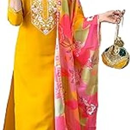 Women's Rayon Embroidered Straight Kurta with Pant and Dupatta Set (NX-673)-picture-6