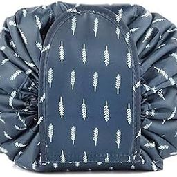 Keetly Stylish Portable Lazy Cosmetic Bag with Drawstrings | Convenient & Waterproof Makeup Pouch for Girls | Large Capacity Storage Pouches | Toiletry Bags for Women(Navy Fleather)-image-73