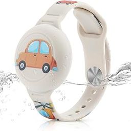ZORBES® Kids Air-Tag Bracelet Cartoon Silicone Bracelet 9 Inches Adjustable Wrist Band For Air Tag,Anti-Lost Air Tag Waterproof Full Cover Protection Silicone Cover For,White-image-17