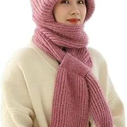 Ear Protection Windproof Cap Scarf - Winter Warm Knitted Hat Scarf-image-53