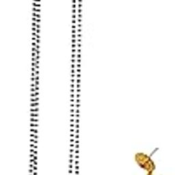 Traditional Gold Plated Mangalsutra Necklace Set with Zumki Earrings | Red and Green Stones, Black Beaded Chain for Women and Girl-17