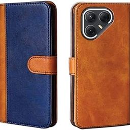 amazon basics Tecno Pova 7 5G Flip Cover | Card Pockets Wallet & Stand | Flip Cover for Tecno Pova 7 5G (Beige and Blue)-image-6