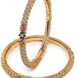 Traditional Gold Plated Red And Green Kada Bracelet Bangle Jewellery Set for Women & Girls-picture-18