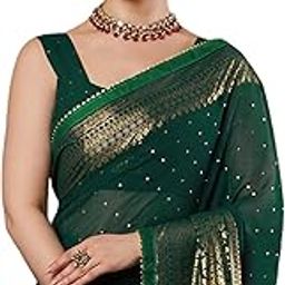 Women's Georgette Foil Printed Saree with Unstitched Blouse Piece-image-33