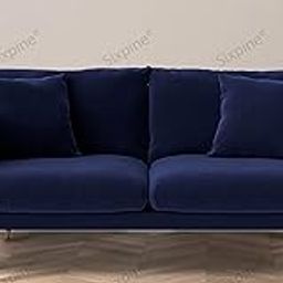 Sixpine Sofa Set I Premium Velvet Fabric I Wooden Legs I Sofa for Living Room (Blue, 2 Seater)-image-28