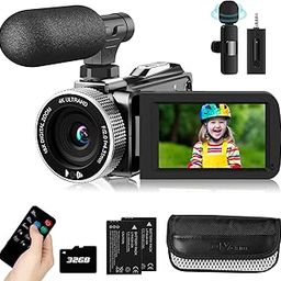 Rawiemy Video Camera Camcorder 4K 48MP 30FPS Vlogging Camera for YouTube with Wireless Lavalier Mic & External Mic Video Cameras for Filming with 32GB SD Card and 2 Batteries-25