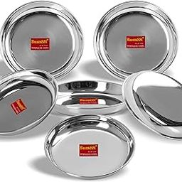 Sumeet Stainless Steel Heavy Gauge Medium Halwa Plates with Mirror finish 17cm Dia - Set of 6pc-3