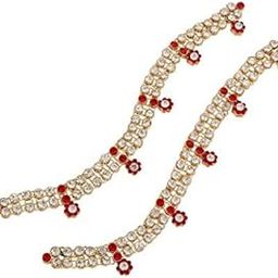 Traditional Gold Plated Elegantly Handcrafted Stone Studded Payal Anklets Jewellery for Women & Girls (A004R) (Red)-25