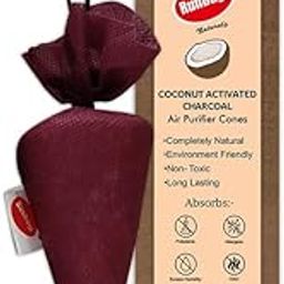 RunBugz Activated Carbon Air Purifier Cone to remove Odor and Moisture from Car, Bathroom and Kitchen -75 Grams Coconut Activated Charcoal (Classic Maroon)-image-13