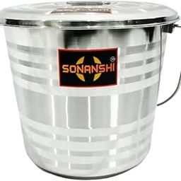 Sonanshi Stainless Steel Jointless Leak Proof Water Bucket with LID (16 litres)-image-4