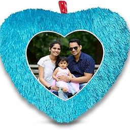 BMRGIFTS Fur Personalized Gift Photo Cushion for Boyfriend Girlfriend Husband Wife on Occasions Valentine's Day Birthday Anniversary Special Love Gift Heart 15x17 inch, Blue (PC54)-image-46