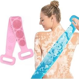 Long Silicone Body Back Scrubber Belt Double Sided Rubbing Bathing Brush (Multicolor)-image-25