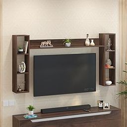 BLUEWUD Miltra Engineering Wood Wall Mount TV Top Shelf TV Unit, Wall Decor Floating Shelve Book Shelf Rack Organizer, Décor Display Unit for Living Bed Room Home Decor Furniture (Brown Maple - DIY)-image-5